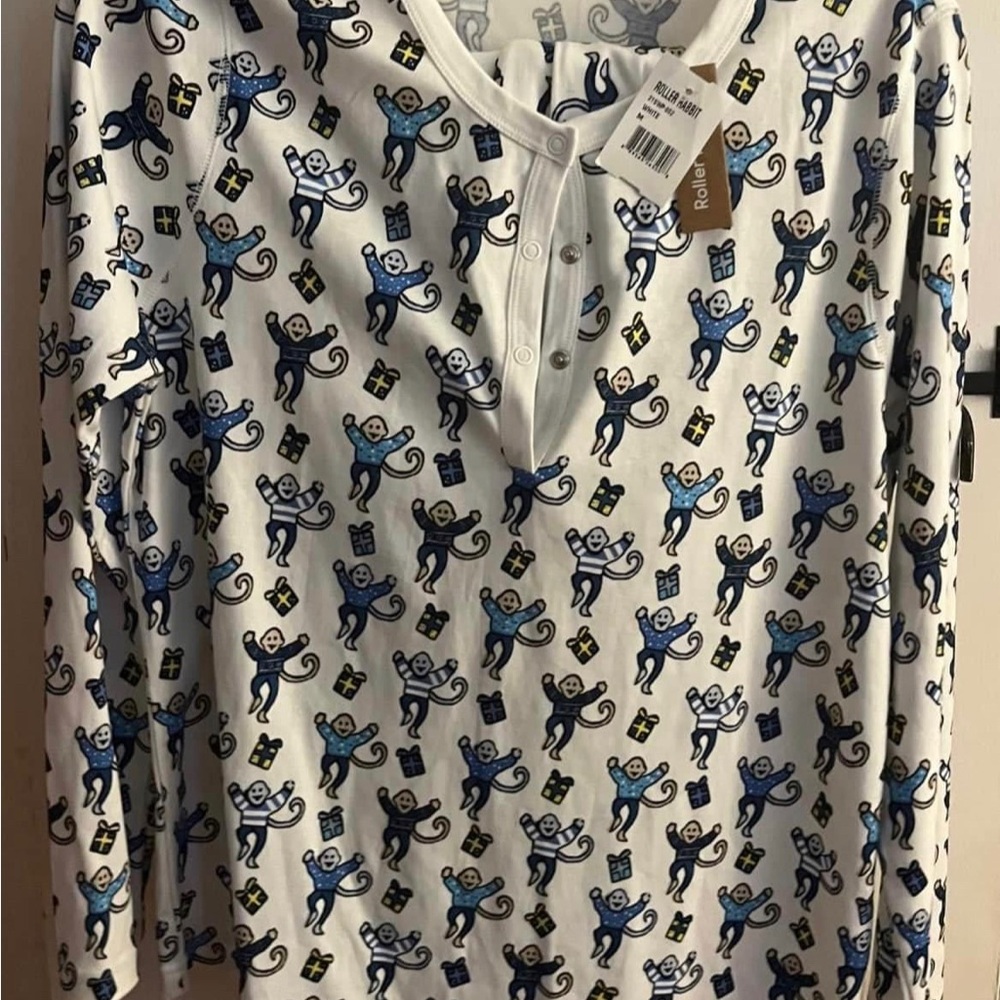 Roller Rabbit Monkey Nights 100% Cotton Pajama
Set Medium Novelty Print Luxury